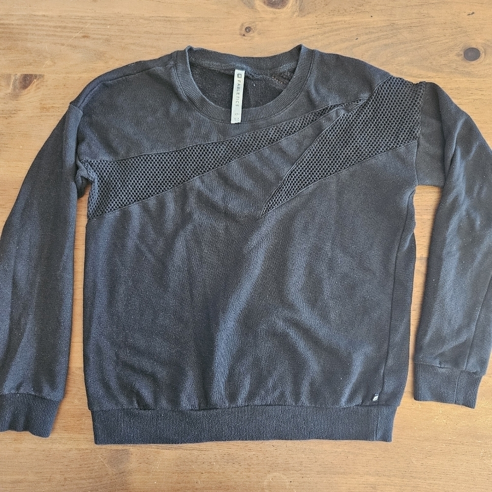 Fabletics Black Mesh Cut Out Sweatshirt Black Size XS